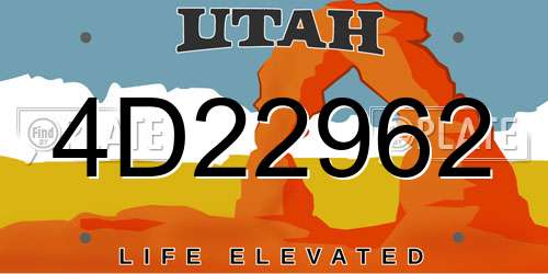 4D22962 Utah License Plate