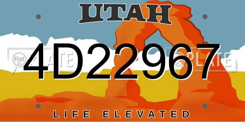 4D22967 Utah License Plate