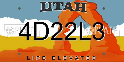 4D22L3 Utah License Plate