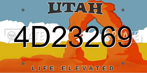 4D23269 Utah License Plate