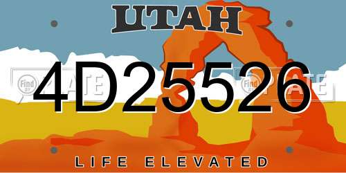 4D25526 Utah License Plate