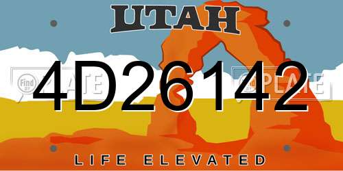 4D26142 Utah License Plate