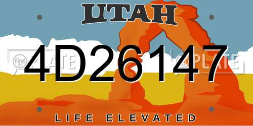 4D26147 Utah License Plate