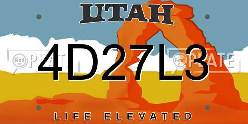 4D27L3 Utah License Plate