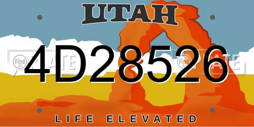 4D28526 Utah License Plate