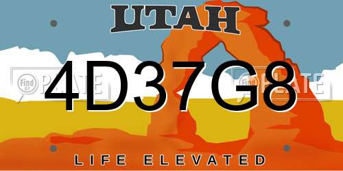 4D37G8 Utah License Plate