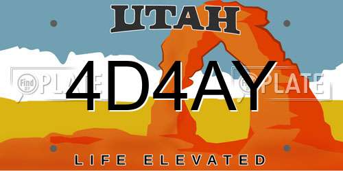4D4AY Utah License Plate