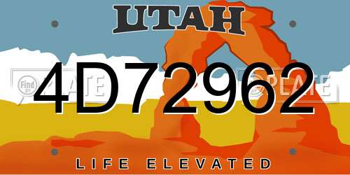 4D72962 Utah License Plate