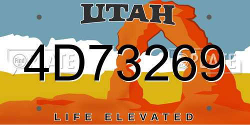 4D73269 Utah License Plate