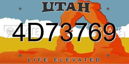 4D73769 Utah License Plate