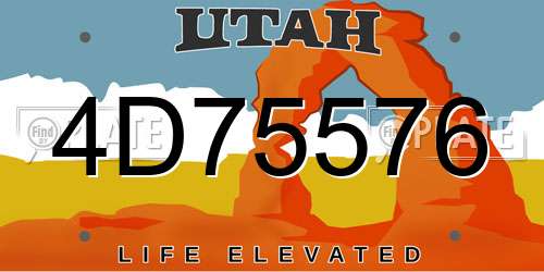 4D75576 Utah License Plate