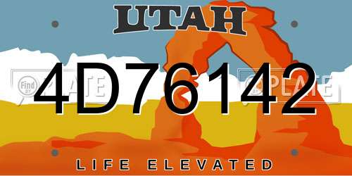 4D76142 Utah License Plate