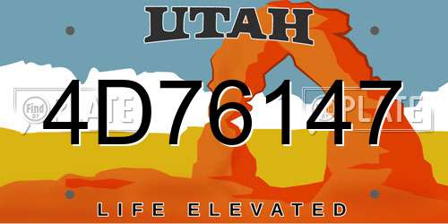 4D76147 Utah License Plate