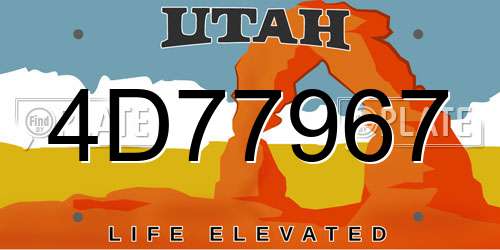 4D77967 Utah License Plate