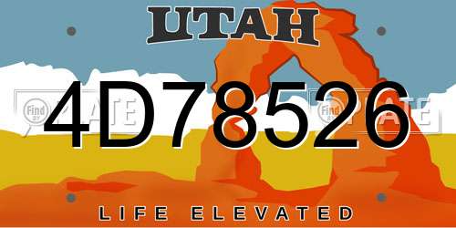 4D78526 Utah License Plate