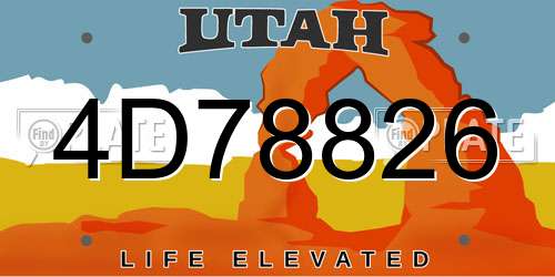 4D78826 Utah License Plate
