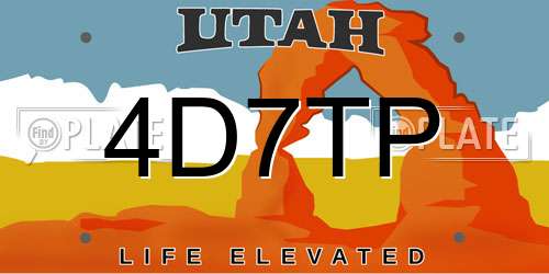4D7TP Utah License Plate
