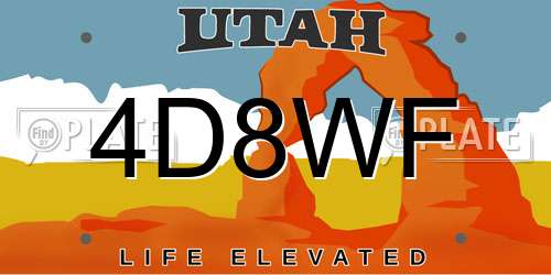 4D8WF Utah License Plate
