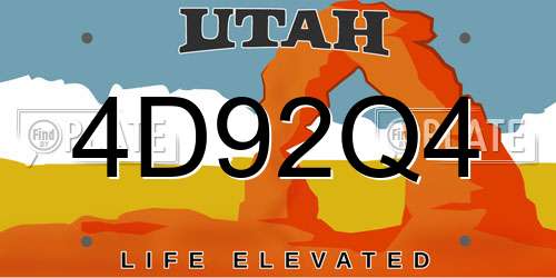4D92Q4 Utah License Plate