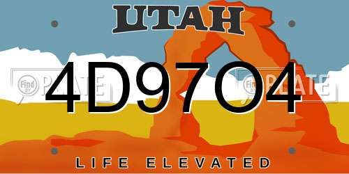 4D97O4 Utah License Plate