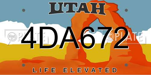 4DA672 Utah License Plate