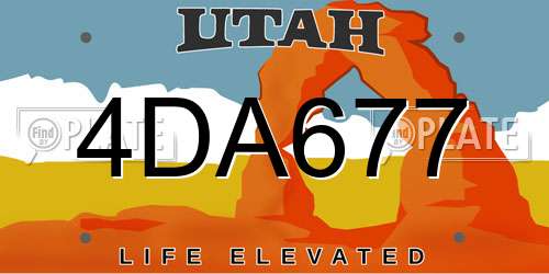 4DA677 Utah License Plate