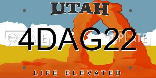 4DAG22 Utah License Plate