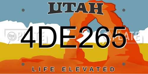 4DE265 Utah License Plate