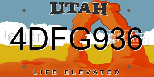 4DFG936 Utah License Plate