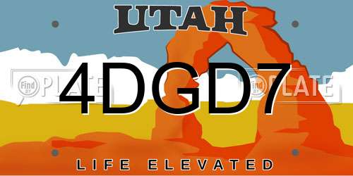 4DGD7 Utah License Plate