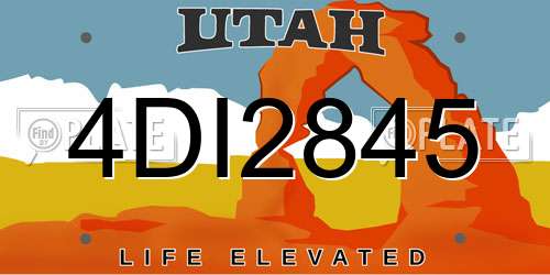 4DI2845 Utah License Plate