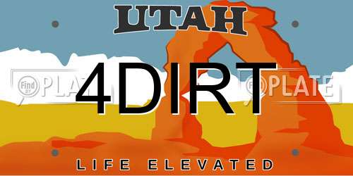 4DIRT Utah License Plate