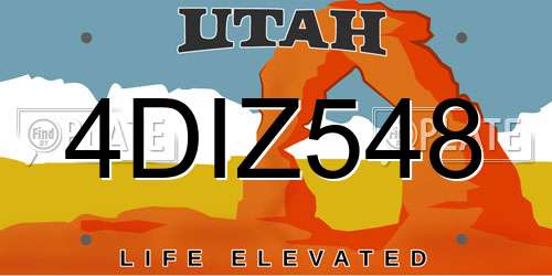 4DIZ548 Utah License Plate