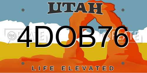 4DOB76 Utah License Plate