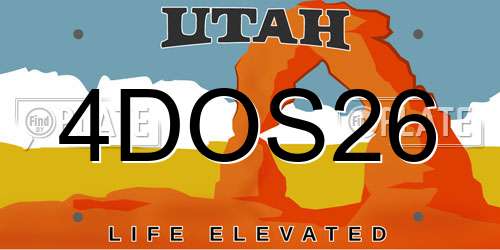 4DOS26 Utah License Plate