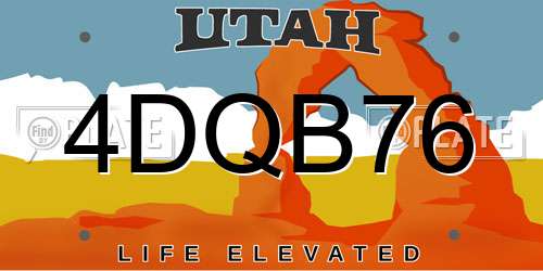 4DQB76 Utah License Plate
