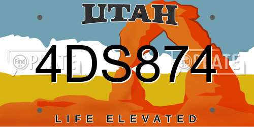 4DS874 Utah License Plate