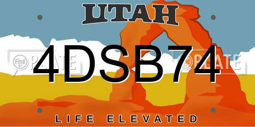 4DSB74 Utah License Plate