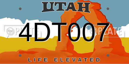 4DT007 Utah License Plate