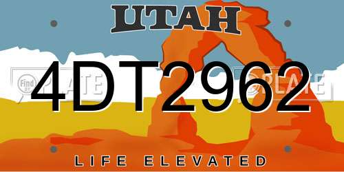 4DT2962 Utah License Plate