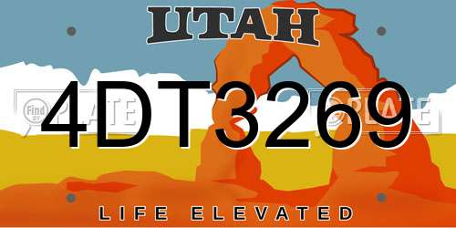 4DT3269 Utah License Plate