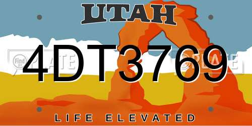 4DT3769 Utah License Plate