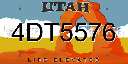 4DT5576 Utah License Plate