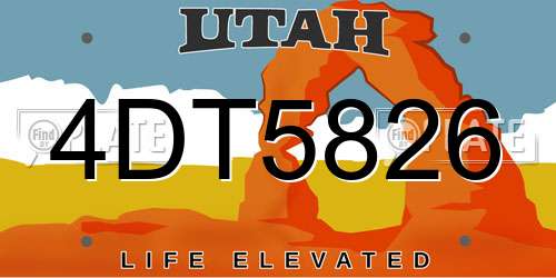 4DT5826 Utah License Plate