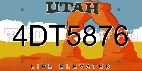 4DT5876 Utah License Plate