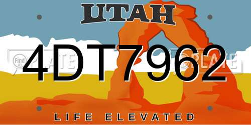 4DT7962 Utah License Plate