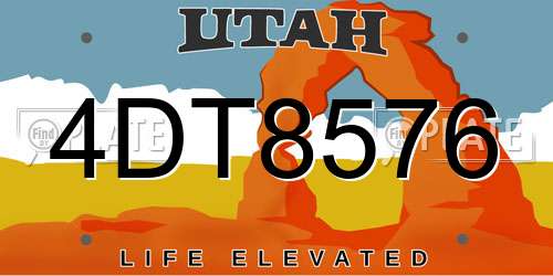 4DT8576 Utah License Plate