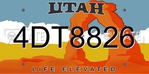 4DT8826 Utah License Plate