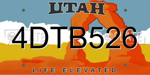 4DTB526 Utah License Plate