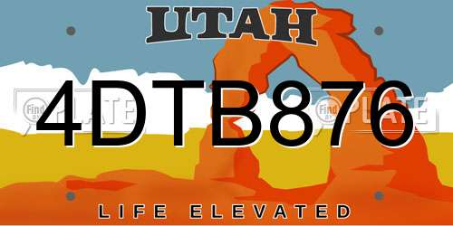 4DTB876 Utah License Plate